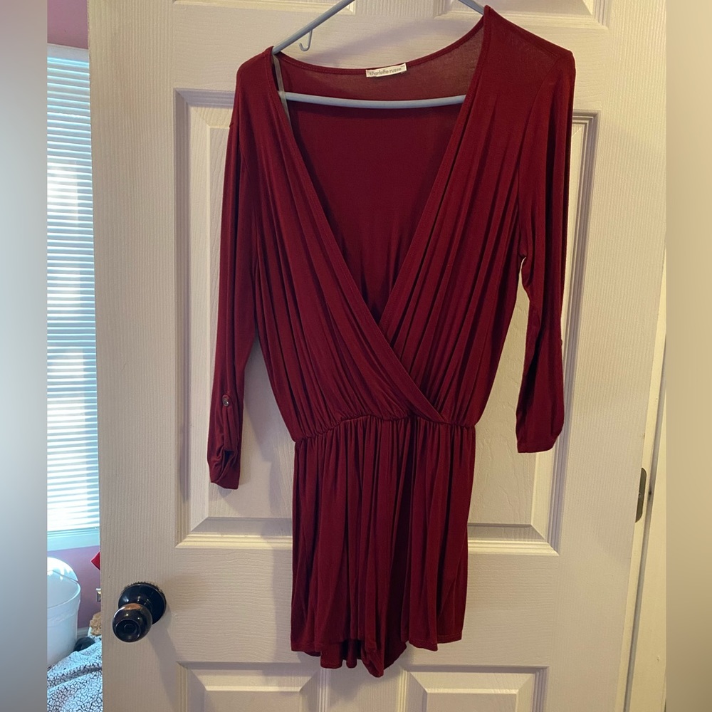 Maroon 3 quarter length sleeve romper